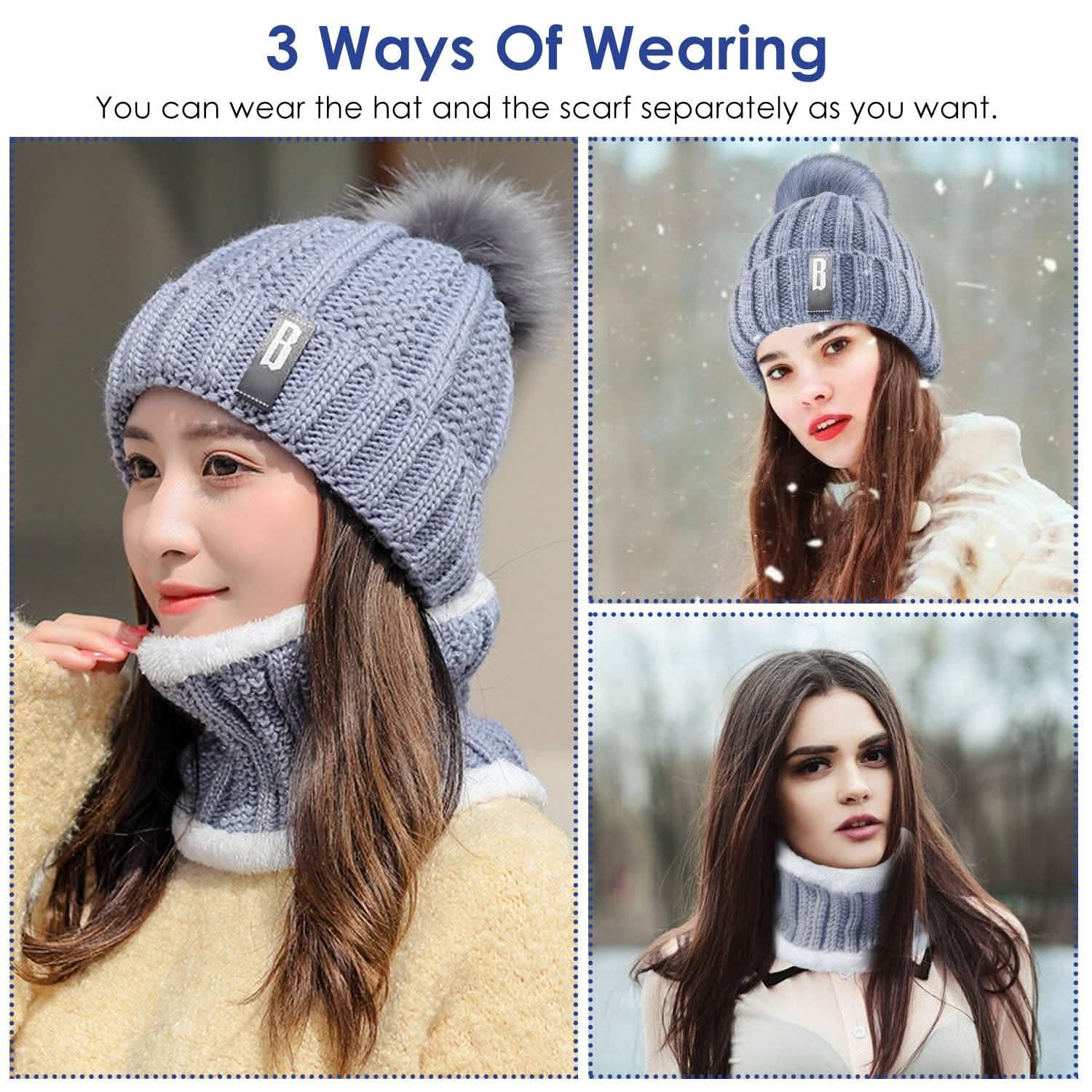 Winter Beanie Hat Scarf Set for Women Hats - Tophatter Daily Deals