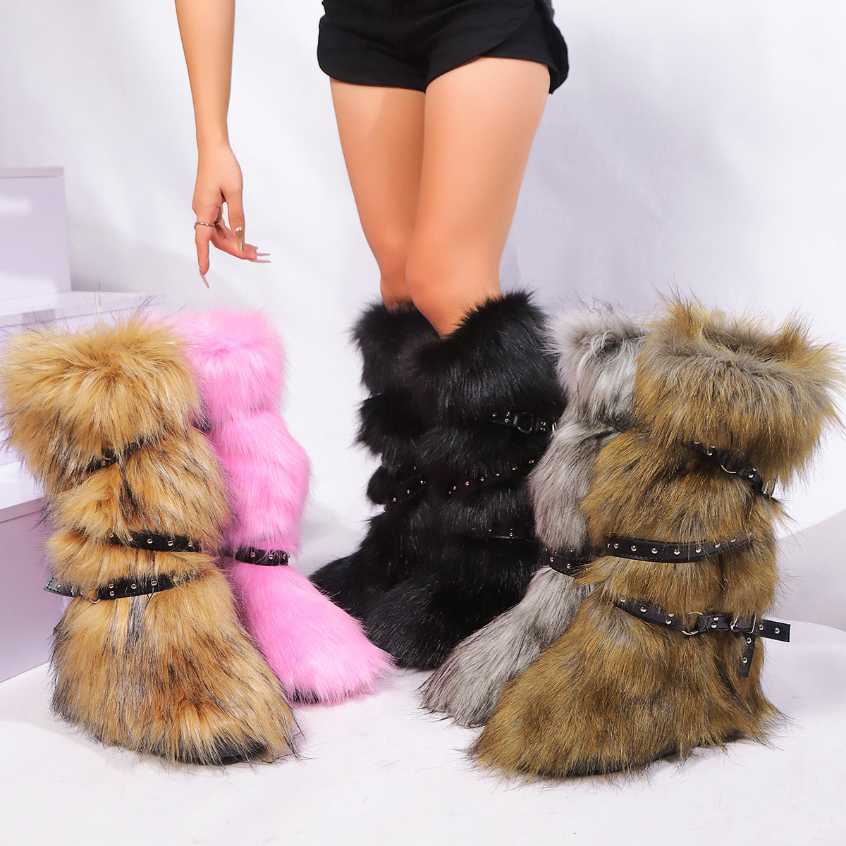 Winter Boots Women Faux Fur Warm Platform Long Boots Women Shoes - Tophatter Daily Deals