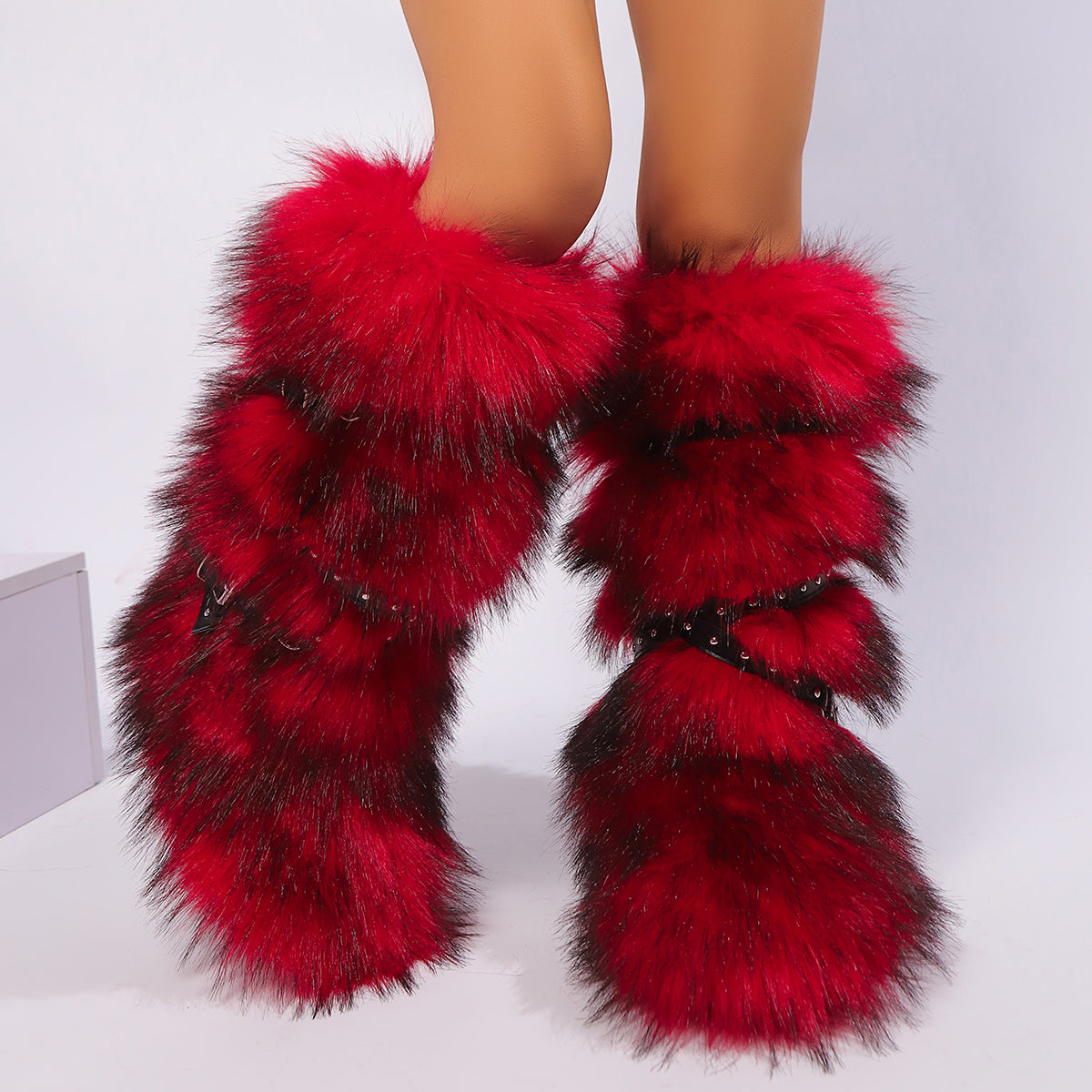 Winter Boots Women Faux Fur Warm Platform Long Boots Red Women Shoes - Tophatter Daily Deals