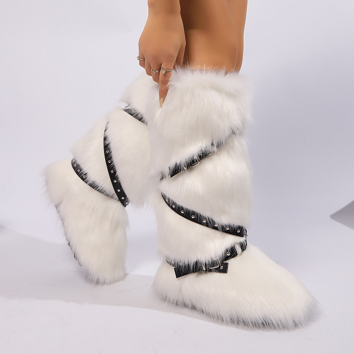 Winter Boots Women Faux Fur Warm Platform Long Boots White Women Shoes - Tophatter Daily Deals