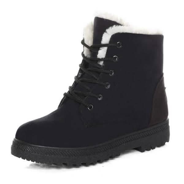 Winter Outdoor Flat Short Boots Black Women's Shoes - Tophatter Daily Deals