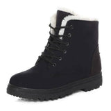Winter Outdoor Flat Short Boots Black Women's Shoes - Tophatter Daily Deals