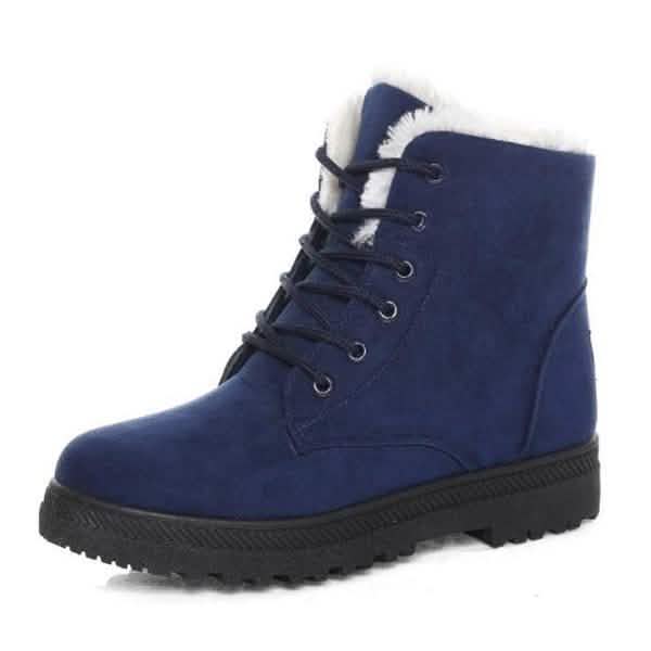 Winter Outdoor Flat Short Boots Blue Women's Shoes - Tophatter Daily Deals