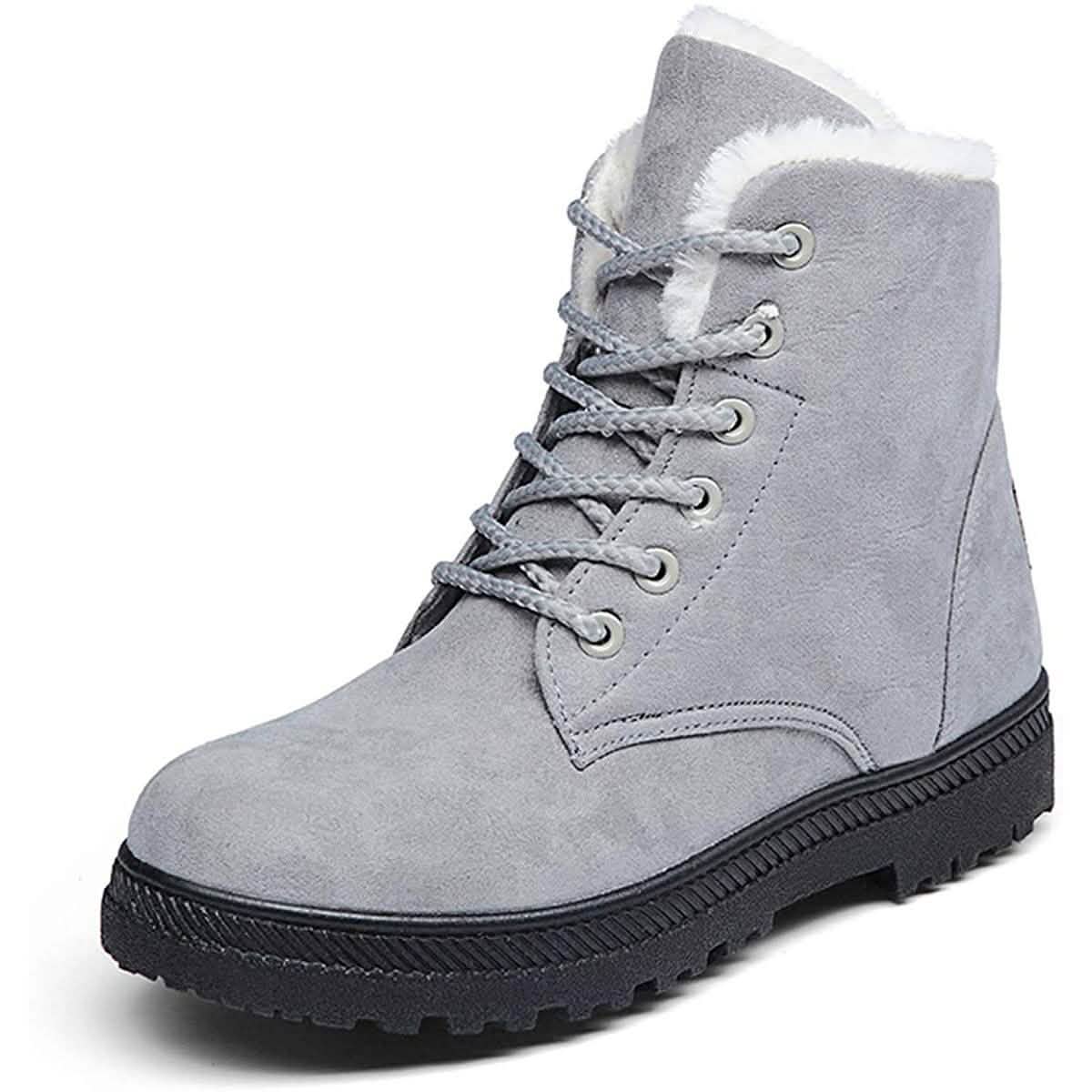 Winter Outdoor Flat Short Boots Gray Women's Shoes - Tophatter Daily Deals