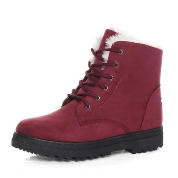 Winter Outdoor Flat Short Boots Red Women's Shoes - Tophatter Daily Deals