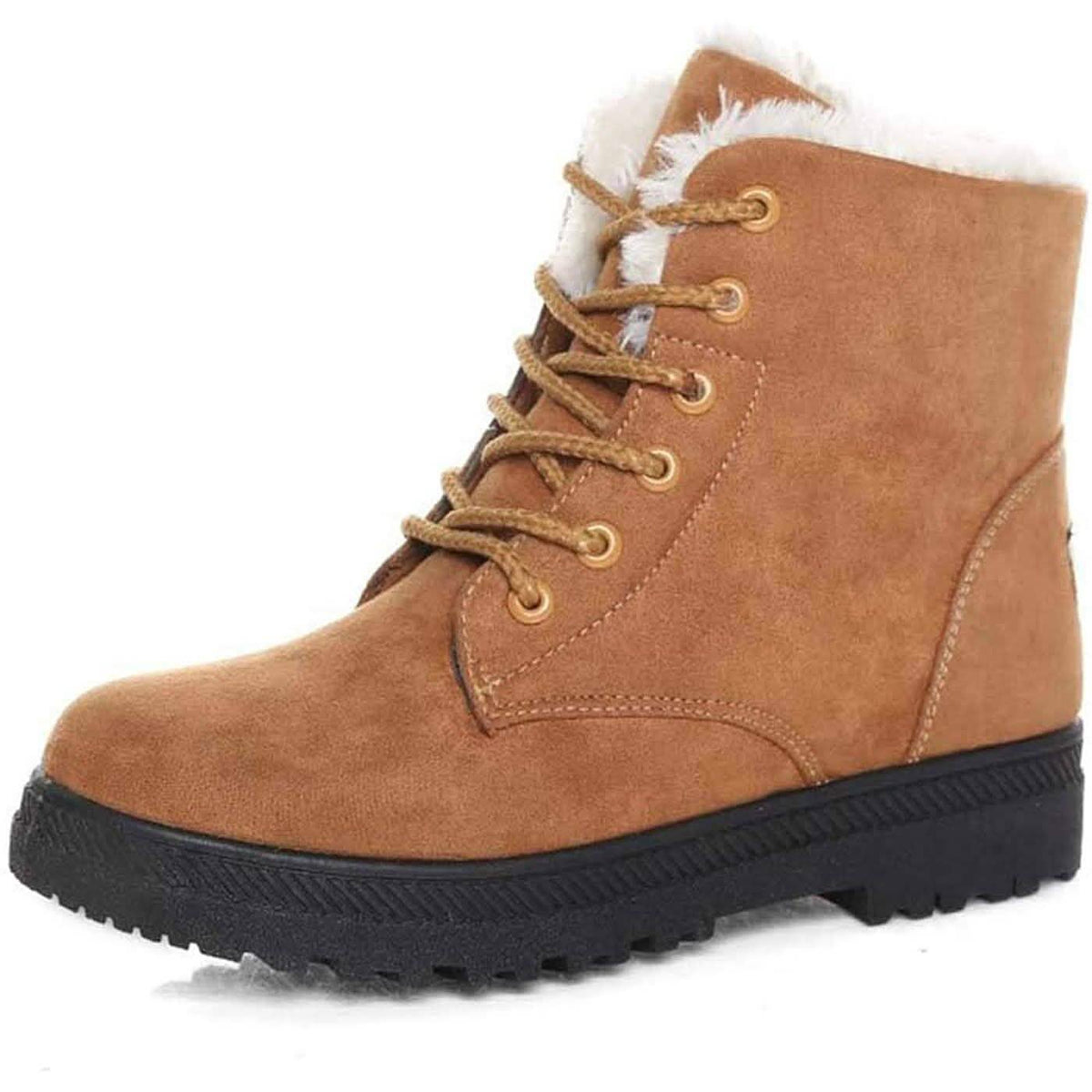 Winter Outdoor Flat Short Boots Brown Women's Shoes - Tophatter Daily Deals