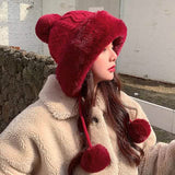 Winter Outdoor Portable Breathable Soft Comfortable Beanie Hat Wine Red Hats - Tophatter Daily Deals