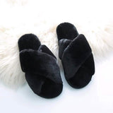 Winter Women Cozy Home Furry Slippers Black Women's Shoes - Tophatter Daily Deals