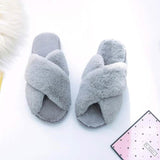 Winter Women Cozy Home Furry Slippers Gray Women's Shoes - Tophatter Daily Deals
