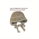 Winter Wool Knitted Hat Unisex Winter Striped Beanie with Ear Flaps Hats - Tophatter Daily Deals