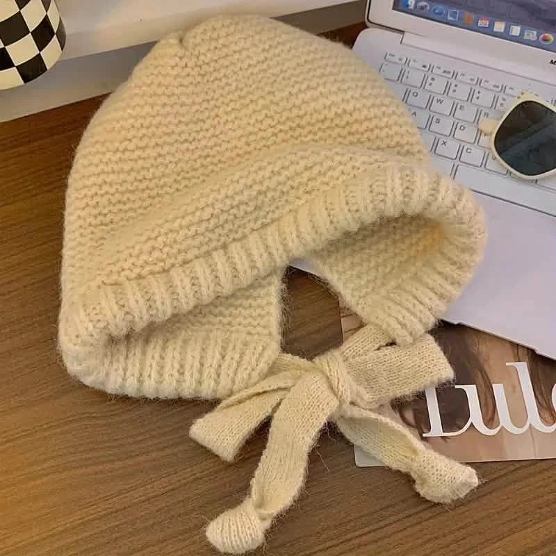 Winter Wool Knitted Hat Unisex Winter Striped Beanie with Ear Flaps Yellow Hats - Tophatter Daily Deals