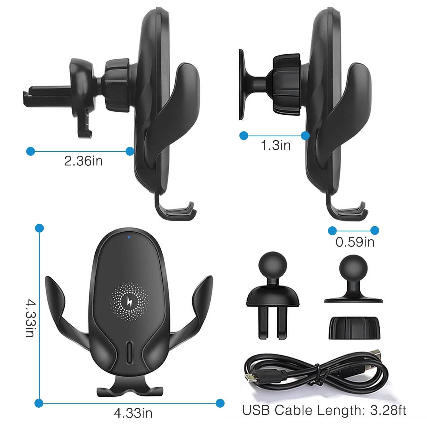 Wireless Car Charger 15W Qi Fast Charging Car Mount Automotive - Tophatter Daily Deals