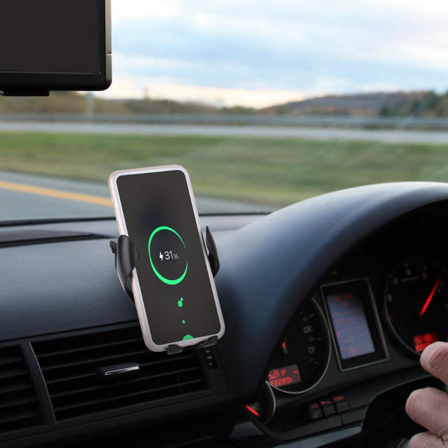 Wireless Car Charger 15W Qi Fast Charging Car Mount Automotive - Tophatter Daily Deals