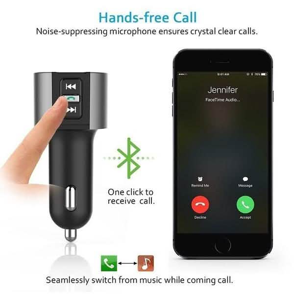 Wireless Car Mp3 FM Transmitter USB Charger Phone Chargers - Tophatter Daily Deals