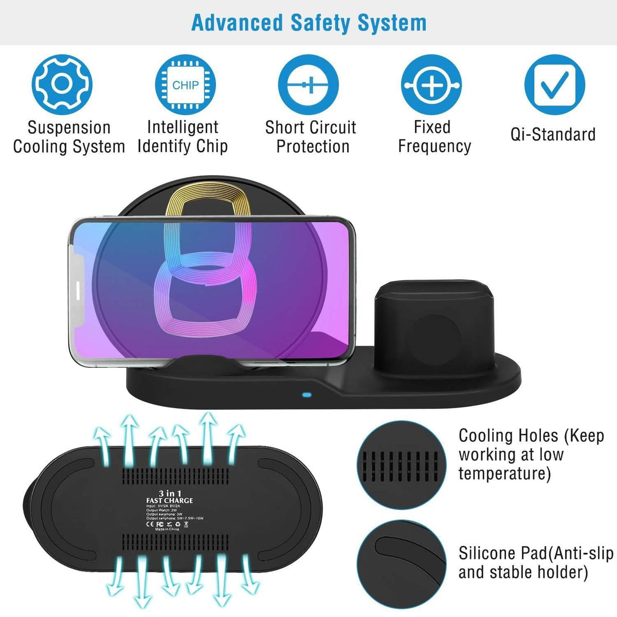 Wireless Charger 10W Fast Charging Station Mobile Accessories - Tophatter Daily Deals