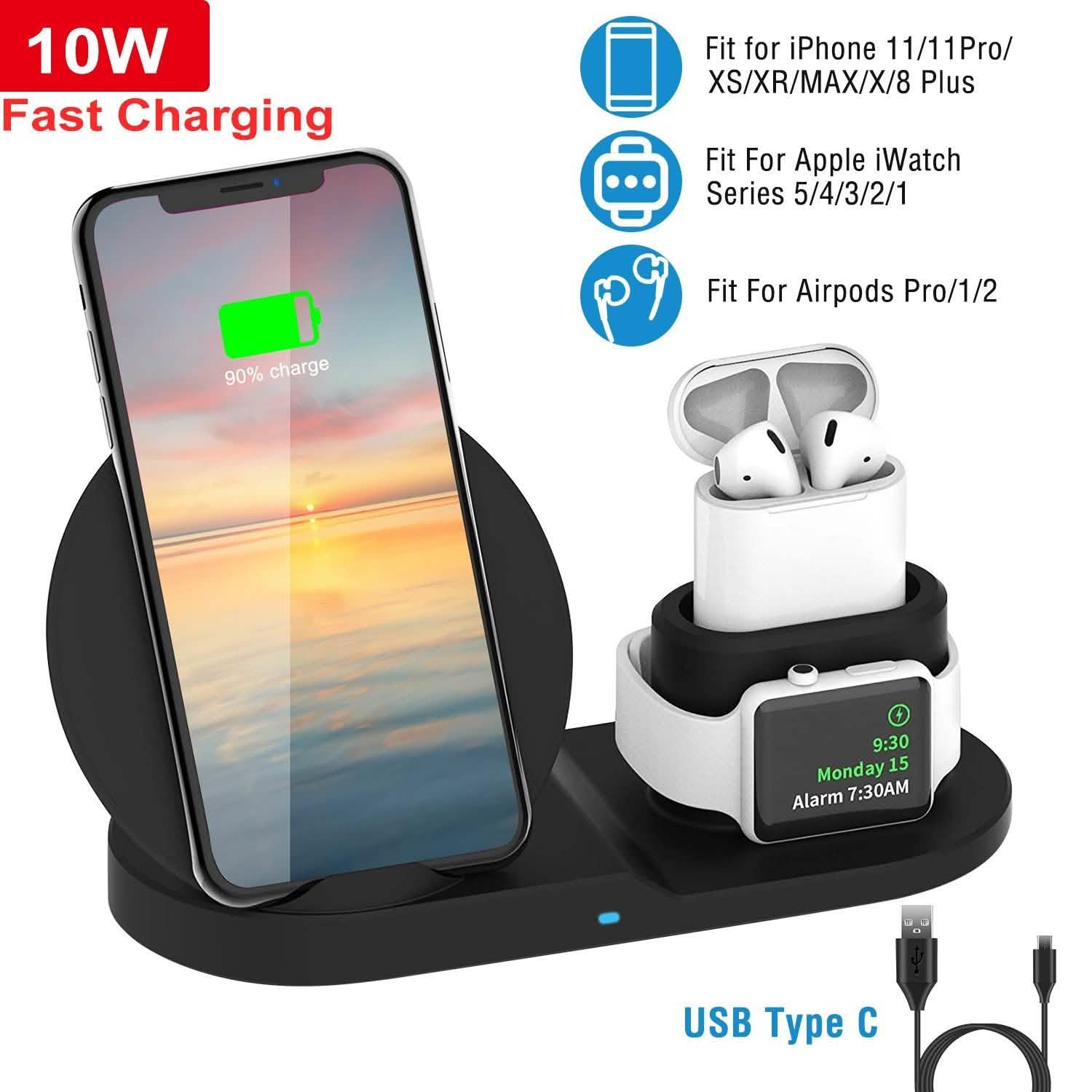 Wireless Charger 10W Fast Charging Station Mobile Accessories - Tophatter Daily Deals