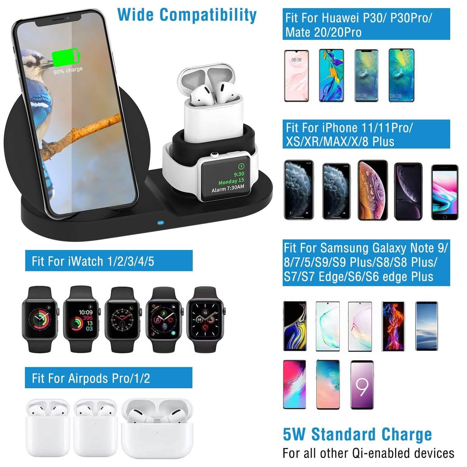 Wireless Charger 10W Fast Charging Station Mobile Accessories - Tophatter Daily Deals