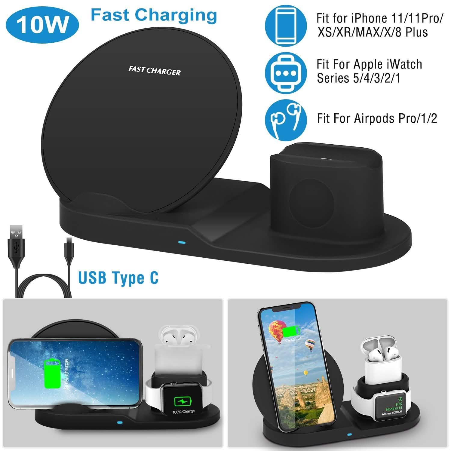 Wireless Charger 10W Fast Charging Station Mobile Accessories - Tophatter Daily Deals