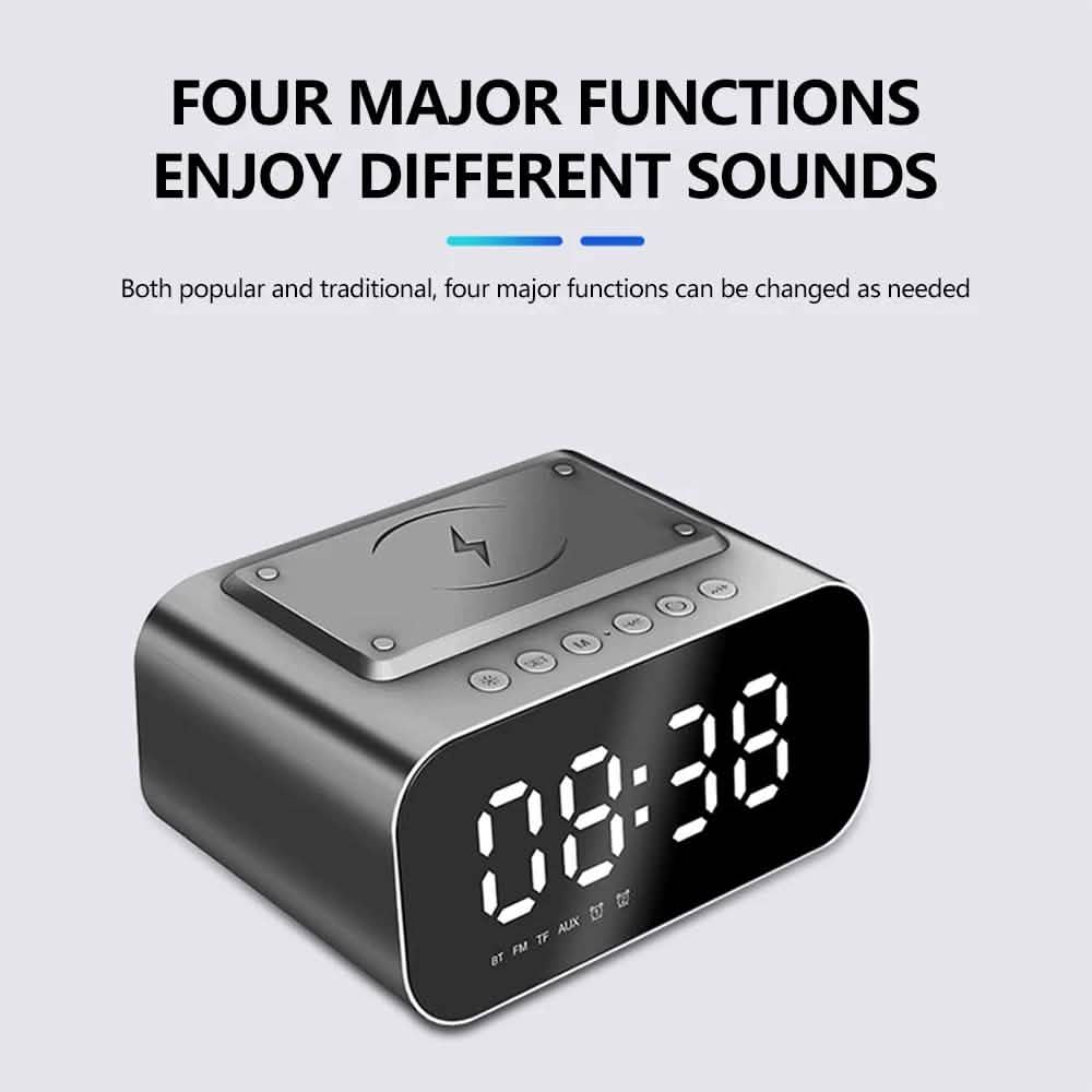 Wireless Charger Alarm Clock Bluetooth Speaker LED Smart Digital Clock Phone Chargers - Tophatter Daily Deals