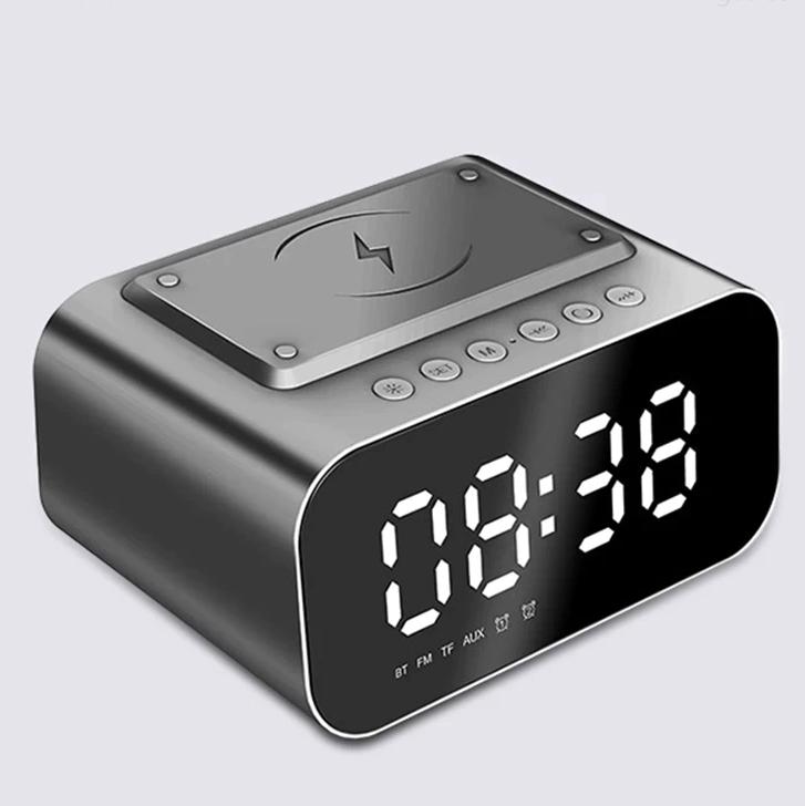 Wireless Charger Alarm Clock Bluetooth Speaker LED Smart Digital Clock Wireless Charger - Tophatter Daily Deals
