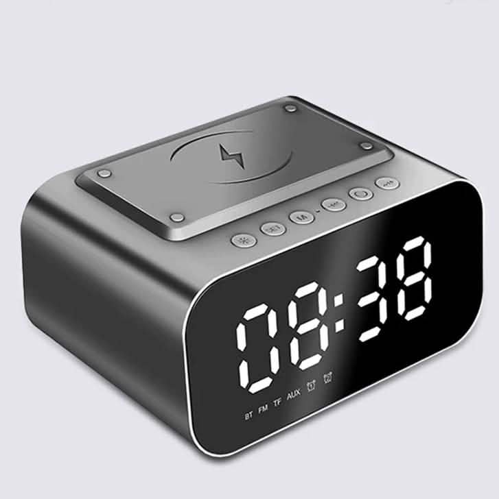 Wireless Charger Alarm Clock Bluetooth Speaker LED Smart Digital Clock Phone Chargers - Tophatter Daily Deals