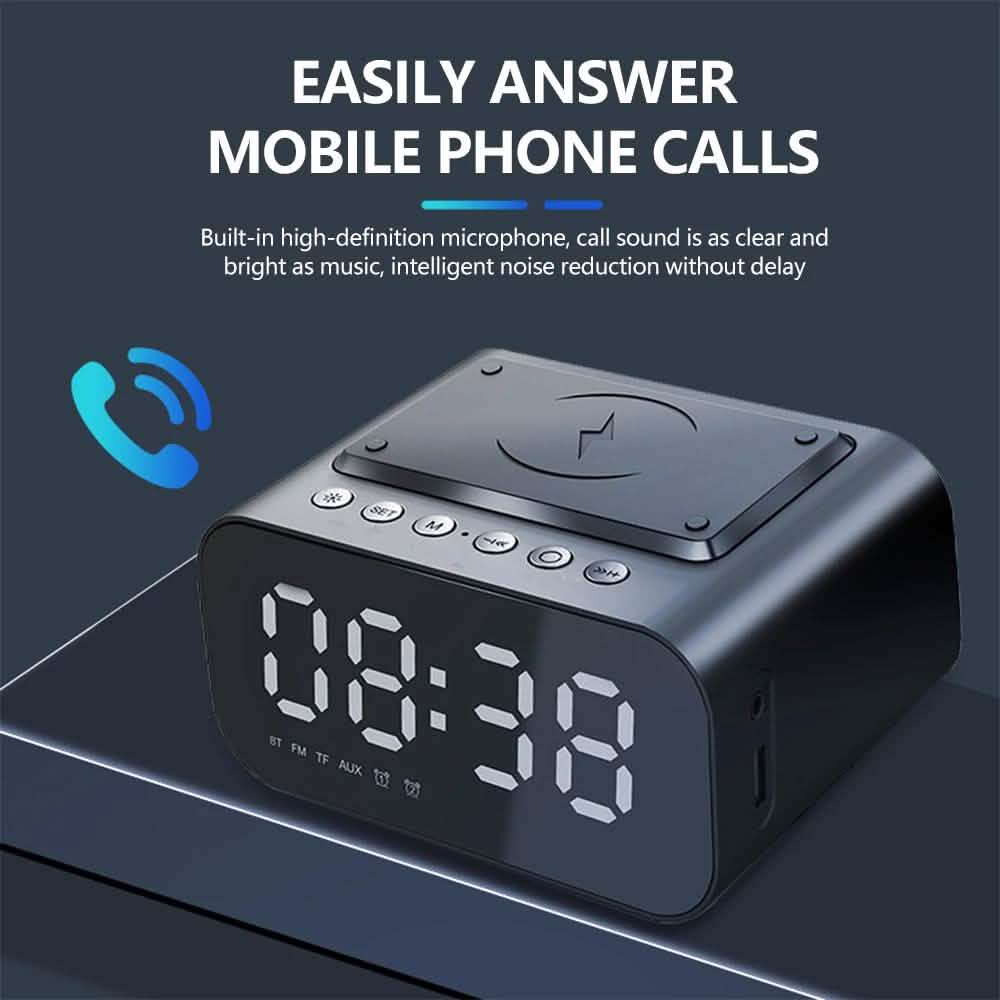 Wireless Charger Alarm Clock Bluetooth Speaker LED Smart Digital Clock Phone Chargers - Tophatter Daily Deals