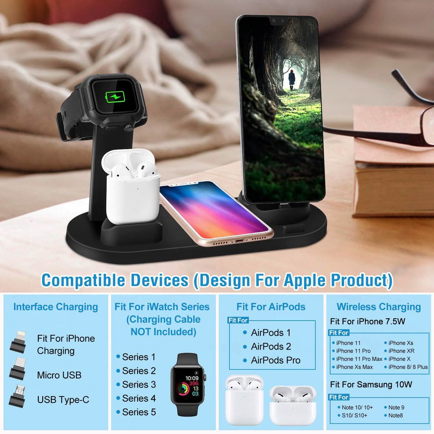 Wireless Charger Dock 4-in-1 10W Mobile Accessories - Tophatter Daily Deals