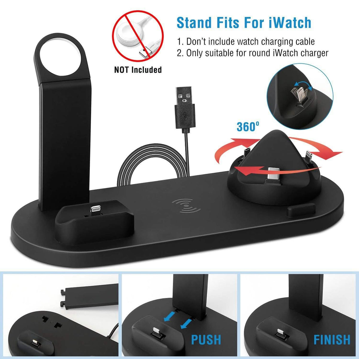 Wireless Charger Dock 4-in-1 10W Mobile Accessories - Tophatter Daily Deals