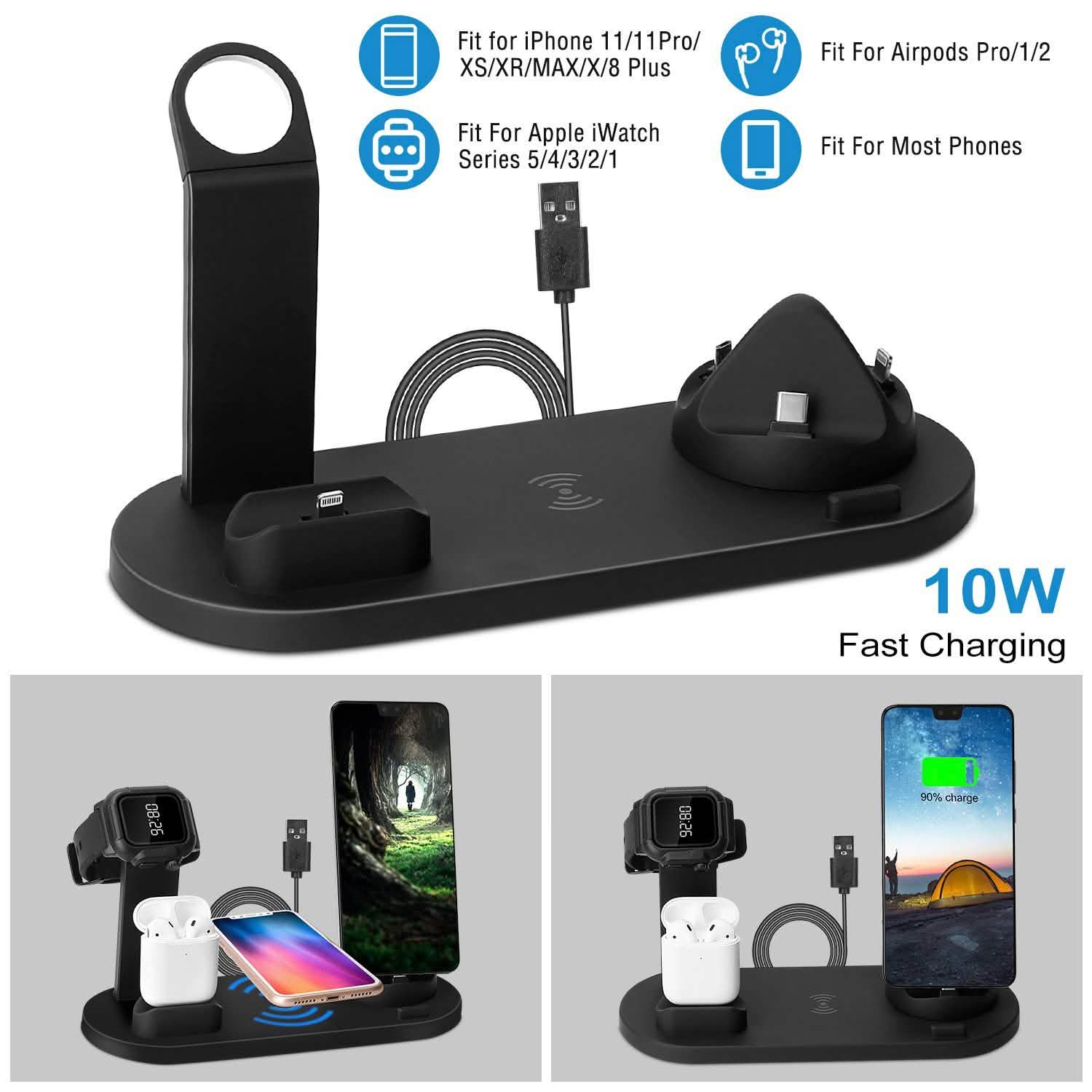 Wireless Charger Dock 4-in-1 10W Mobile Accessories - Tophatter Daily Deals