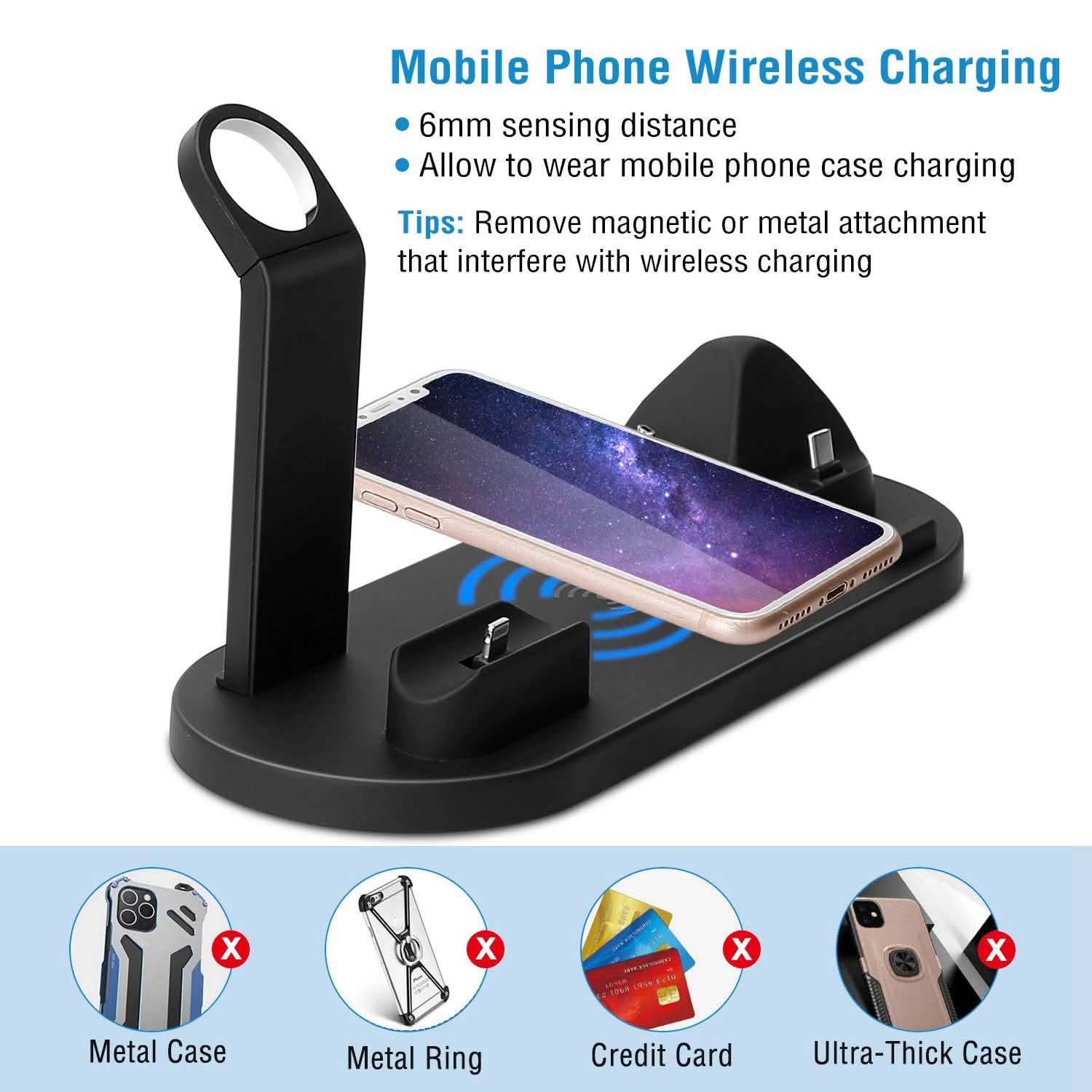 Wireless Charger Dock 4-in-1 10W Mobile Accessories - Tophatter Daily Deals