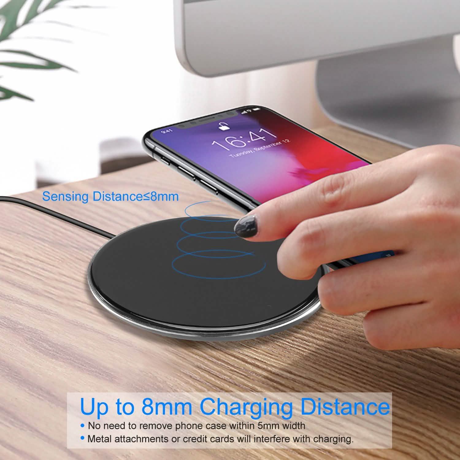 Wireless Charger Qi-Certified Ultra Slim 5W Charging Pad Mobile Accessories - Tophatter Daily Deals