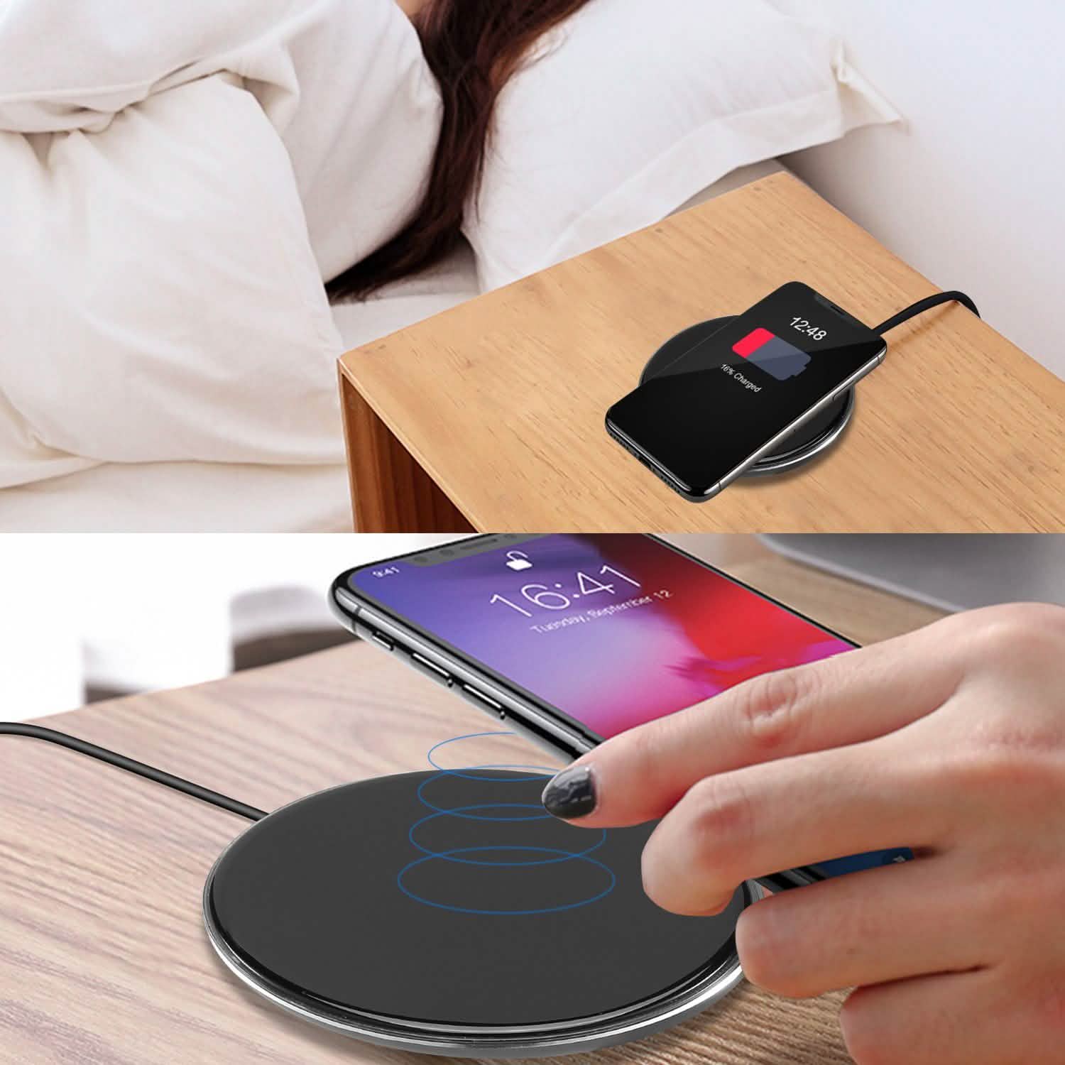 Wireless Charger Qi-Certified Ultra Slim 5W Charging Pad Mobile Accessories - Tophatter Daily Deals