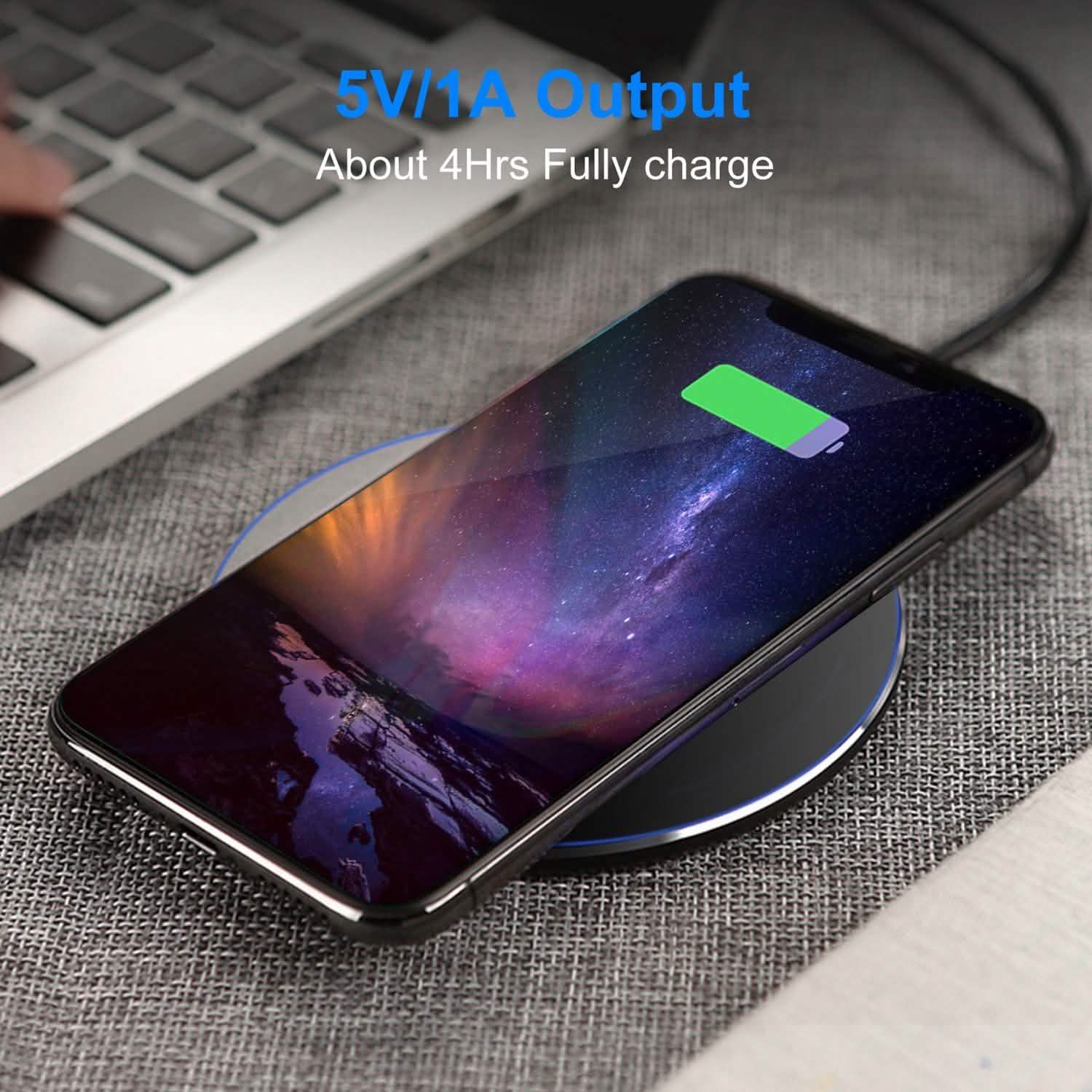 Wireless Charger Qi-Certified Ultra Slim 5W Charging Pad Mobile Accessories - Tophatter Daily Deals