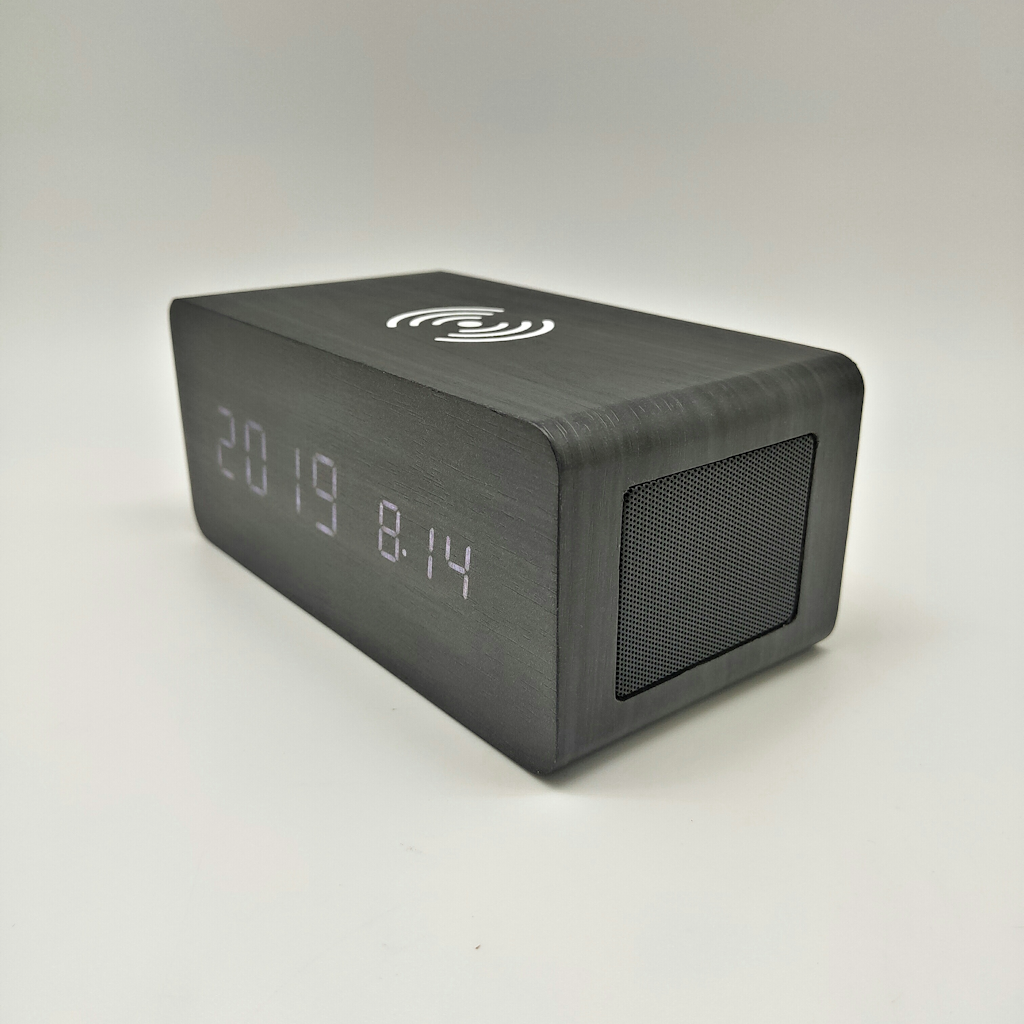 Wireless Charging Alarm Clock Speaker Phone Charger - Tophatter Daily Deals