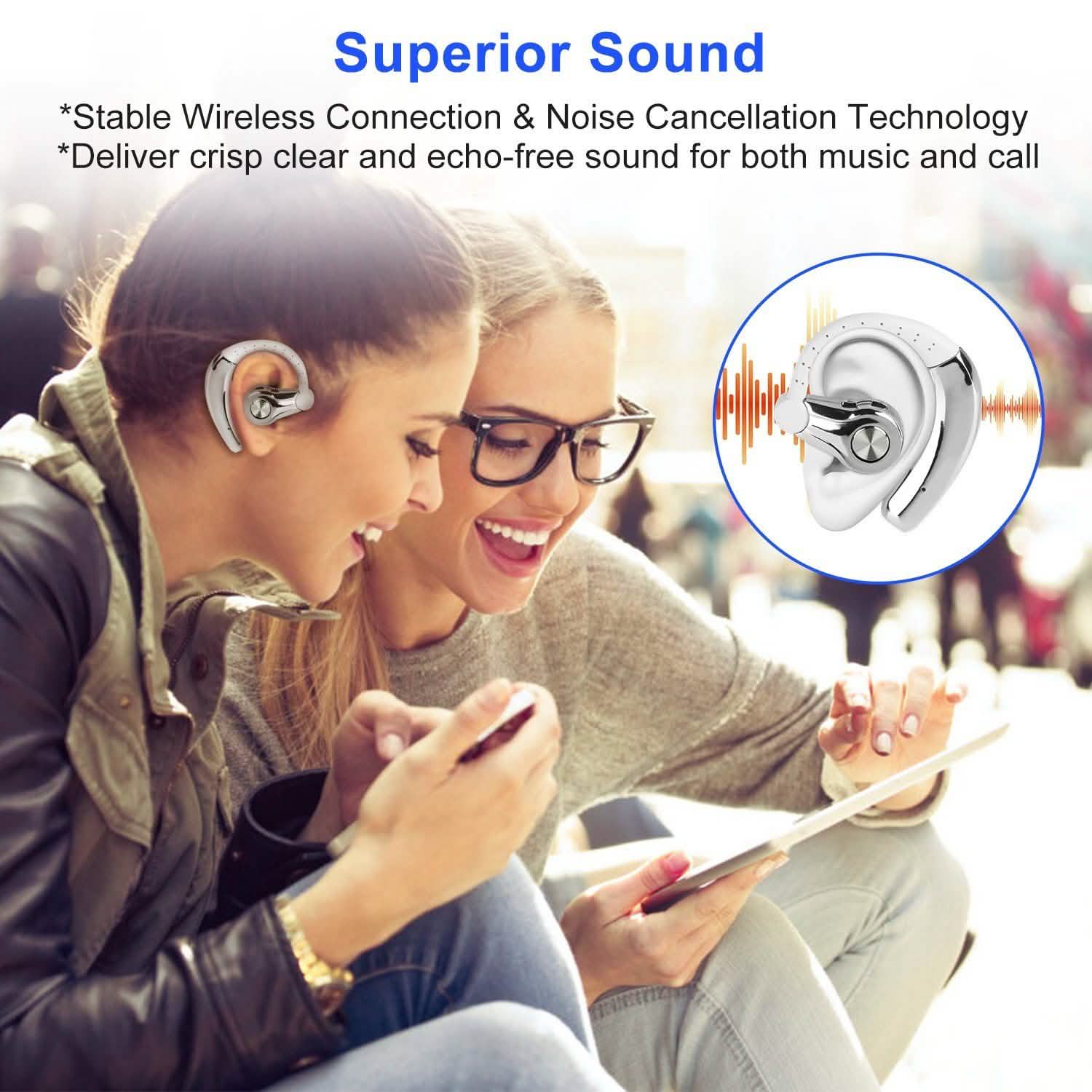 Wireless Earpiece Right with Mic Earhook Mobile Accessories - Tophatter Daily Deals