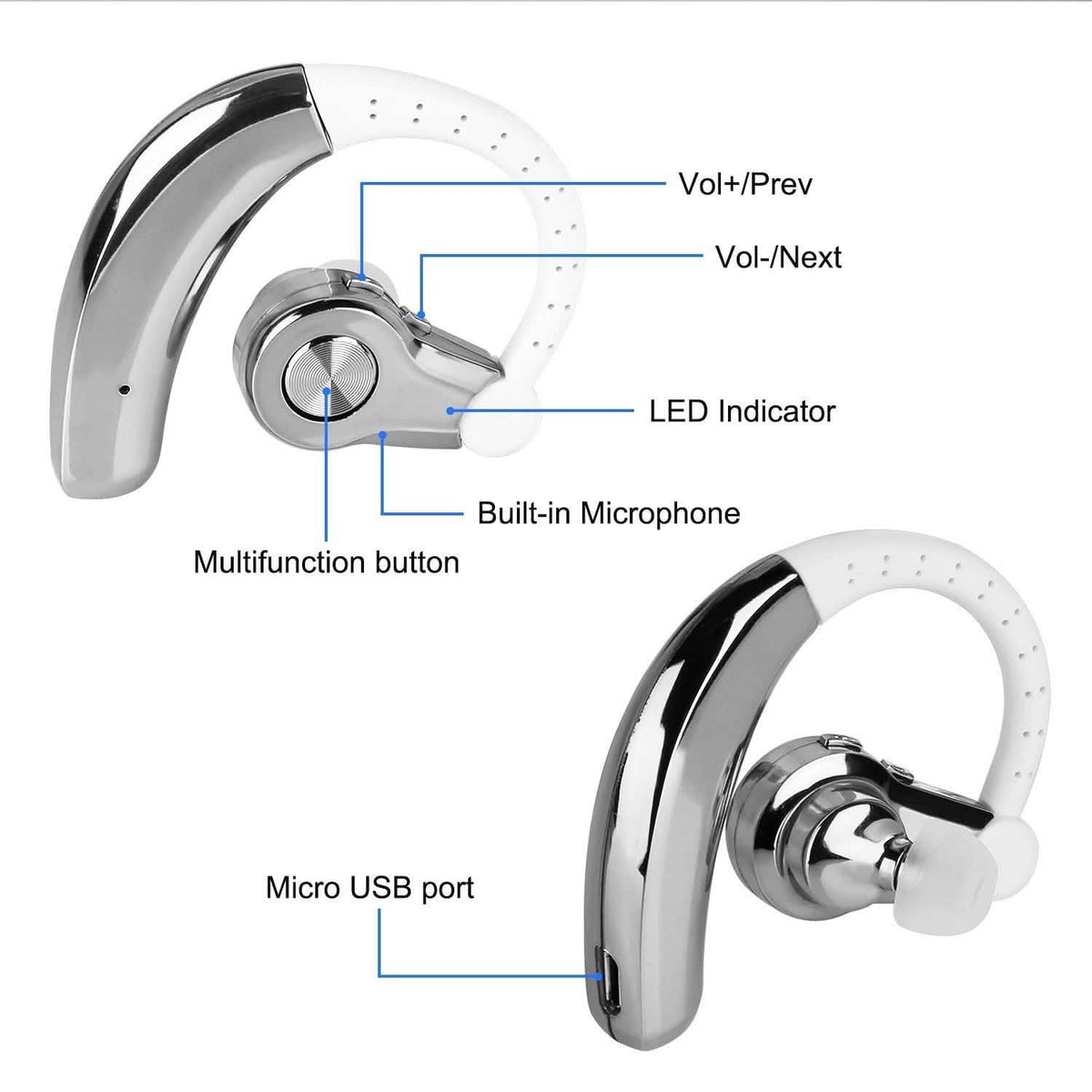 Wireless Earpiece Right with Mic Earhook Mobile Accessories - Tophatter Daily Deals