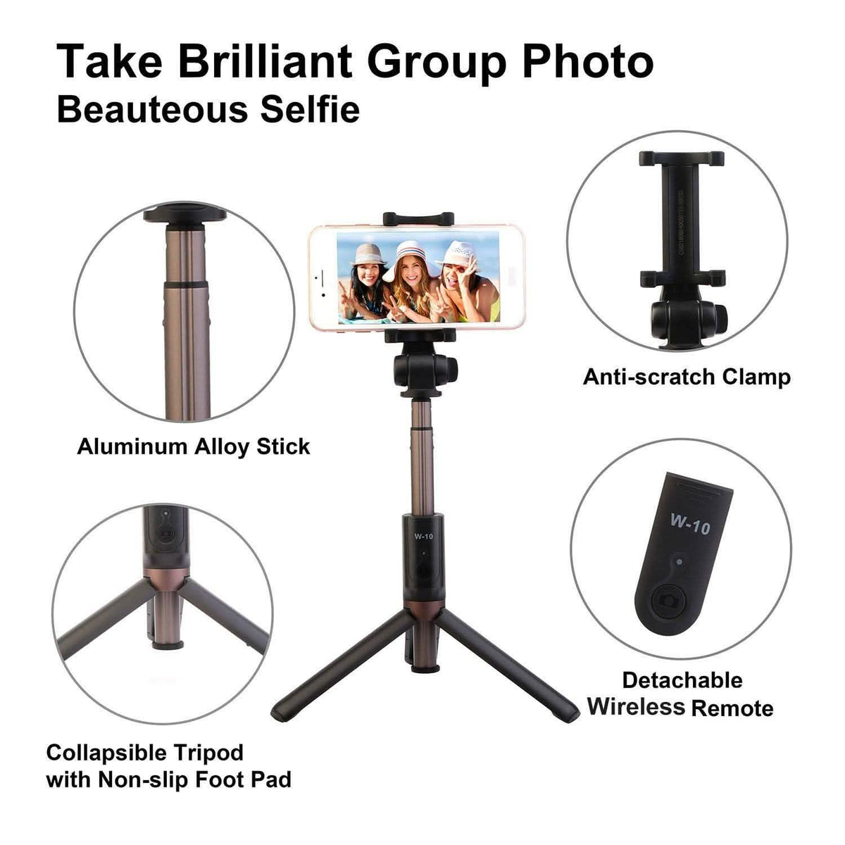 Wireless Extendable Selfie Stick Mobile Accessories - Tophatter Daily Deals