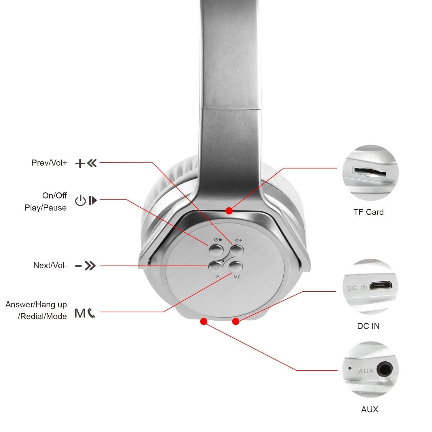 Wireless Foldable Headphones with Built-in Speaker Headphones - Tophatter Daily Deals