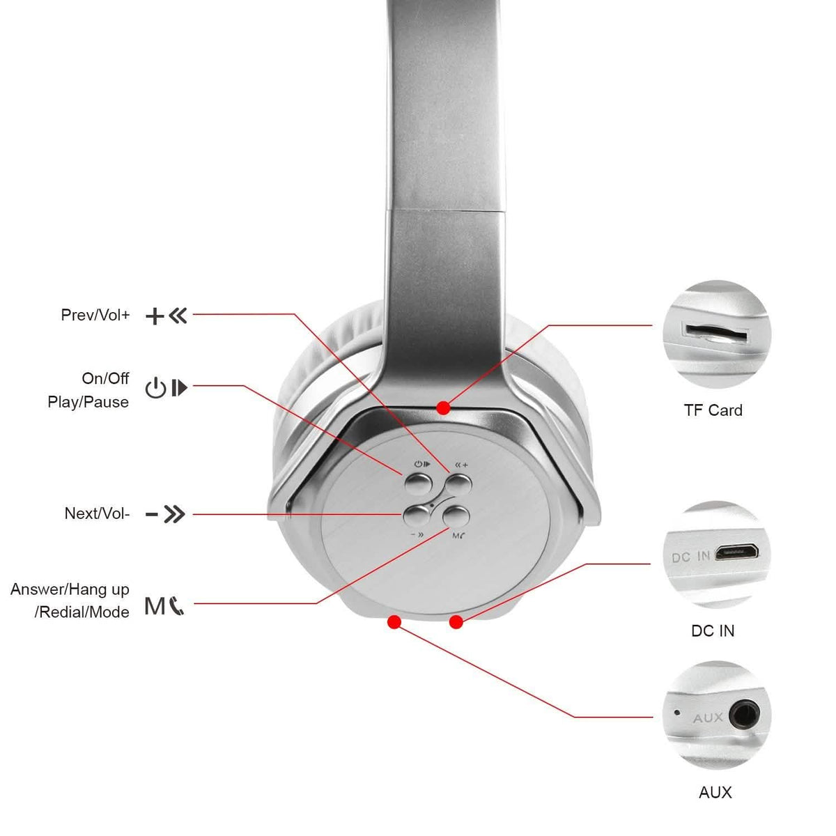 Wireless Foldable Headphones with Built-in Speaker Wireless Headphones - Tophatter Daily Deals