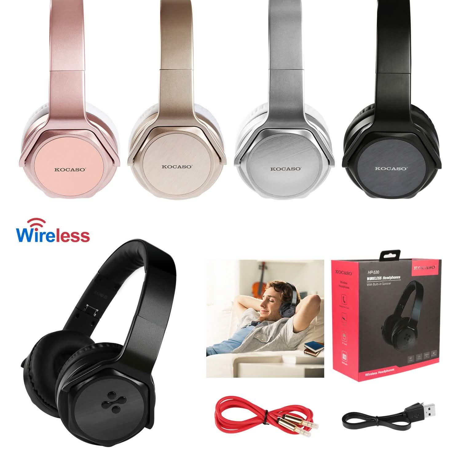 Wireless Foldable Headphones with Built-in Speaker Headphones - Tophatter Daily Deals