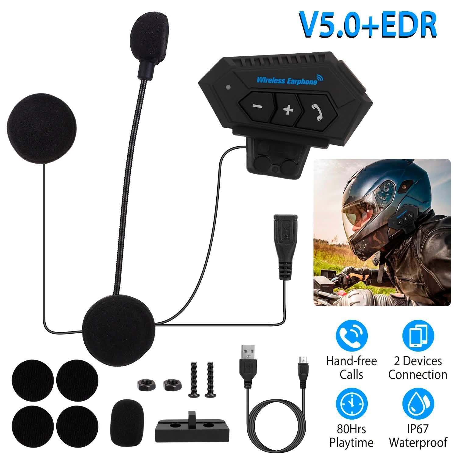Wireless Headset Speaker Motorcycle Helmet Motorbike Headphone Automotive - Tophatter Daily Deals