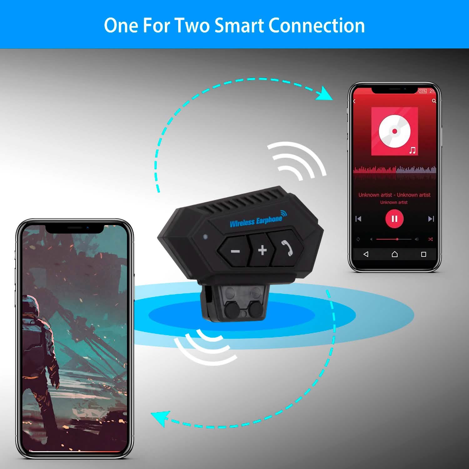 Wireless Headset Speaker Motorcycle Helmet Motorbike Headphone Automotive - Tophatter Daily Deals
