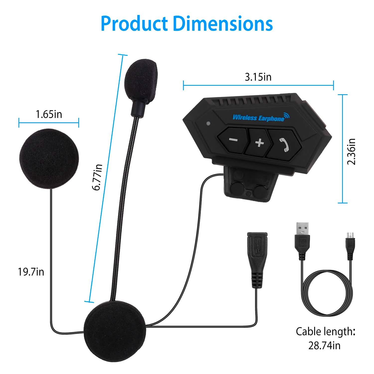 Wireless Headset Speaker Motorcycle Helmet Motorbike Headphone Automotive - Tophatter Daily Deals