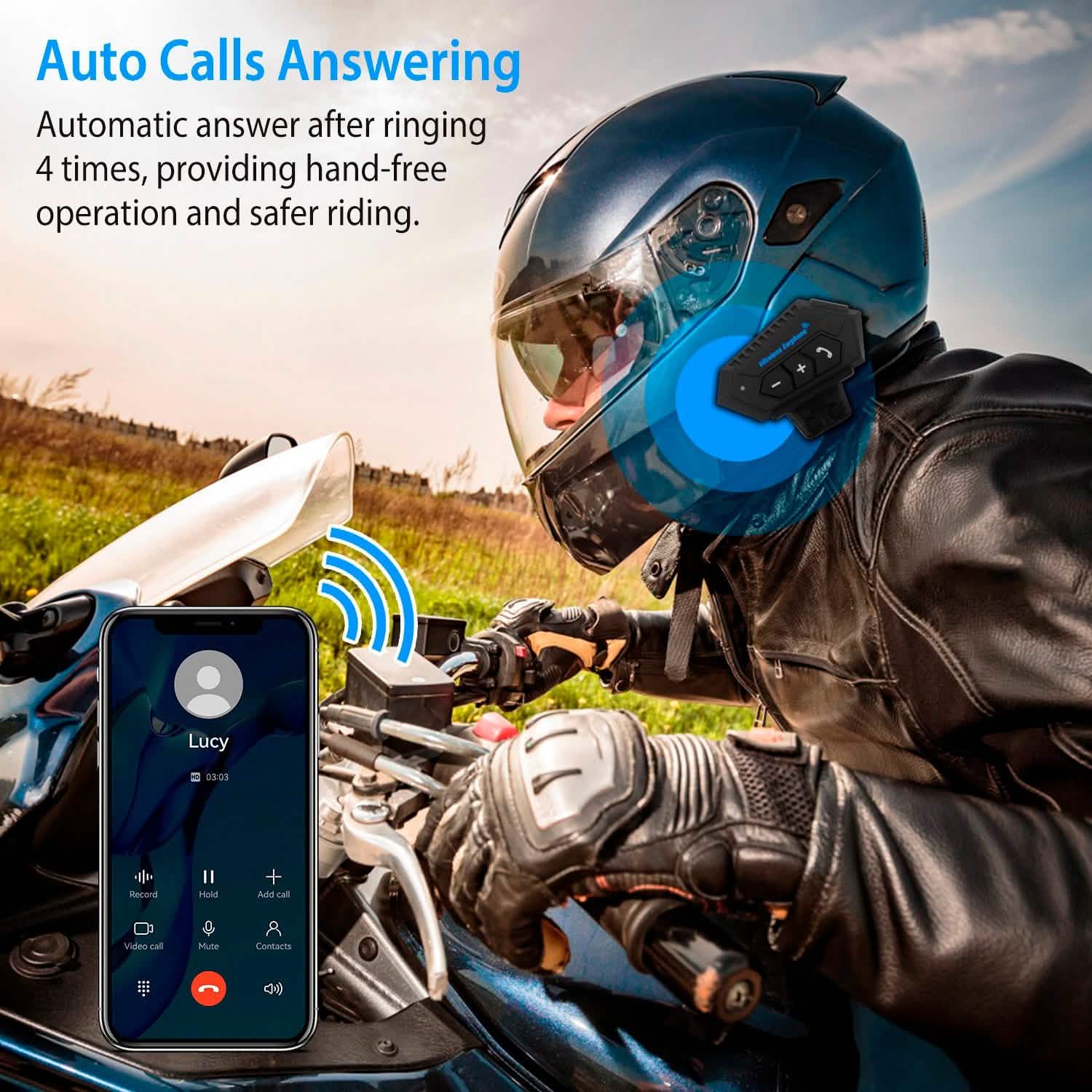 Wireless Headset Speaker Motorcycle Helmet Motorbike Headphone Automotive - Tophatter Daily Deals