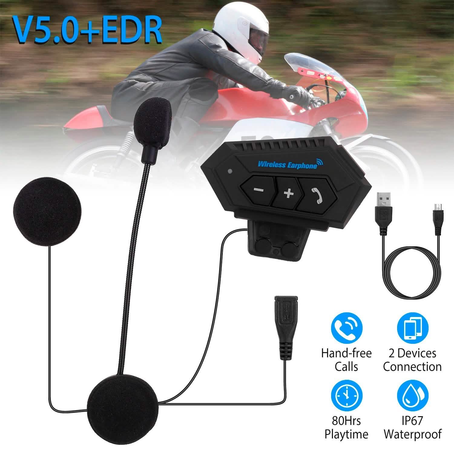 Wireless Headset Speaker Motorcycle Helmet Motorbike Headphone Automotive - Tophatter Daily Deals