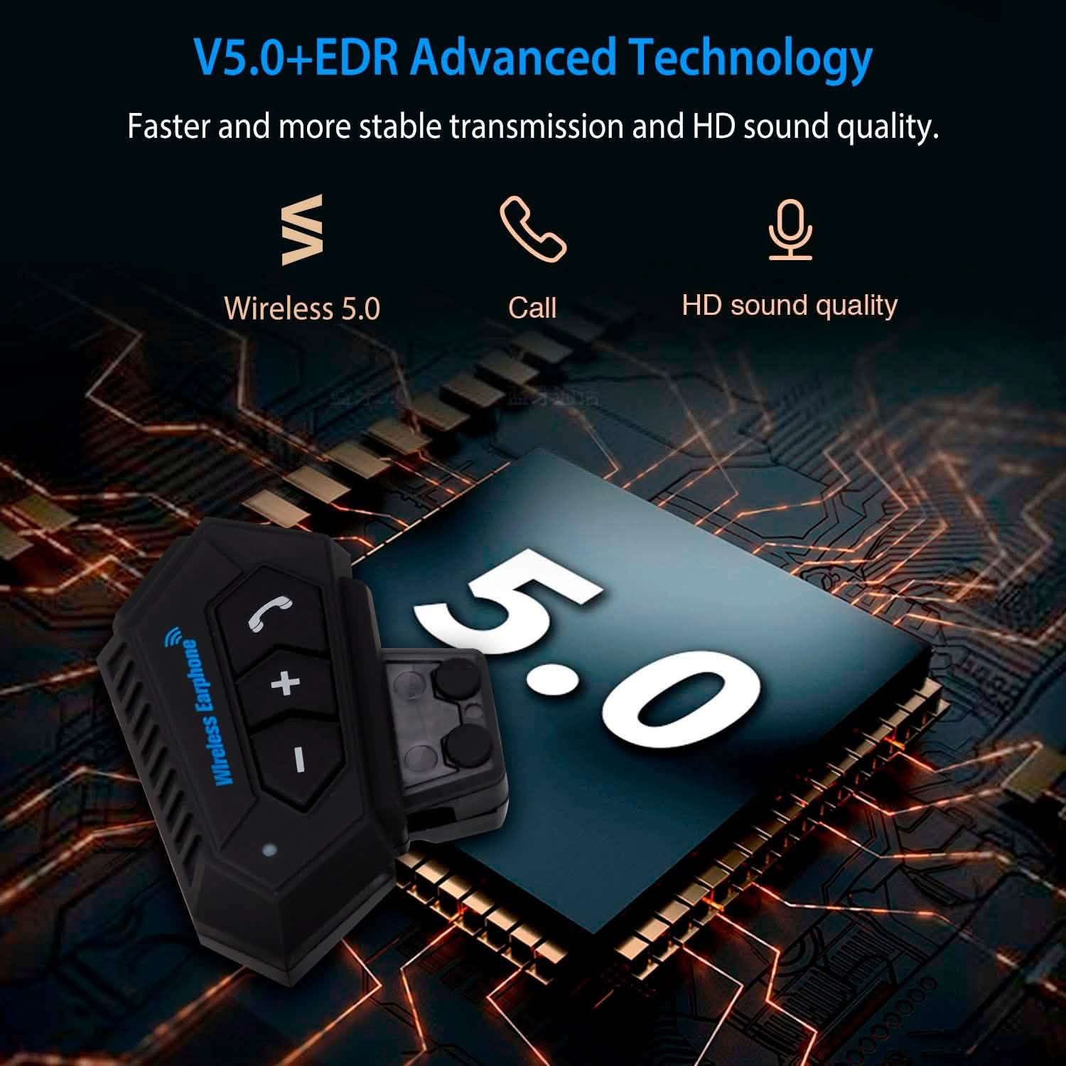 Wireless Headset Speaker Motorcycle Helmet Motorbike Headphone Automotive - Tophatter Daily Deals