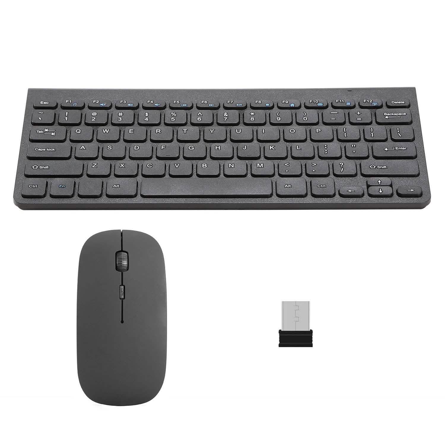 Wireless Keyboard and Mouse 2.4GHz Multimedia Mini Keyboard & Mouse Black Computer Accessories - Tophatter Daily Deals