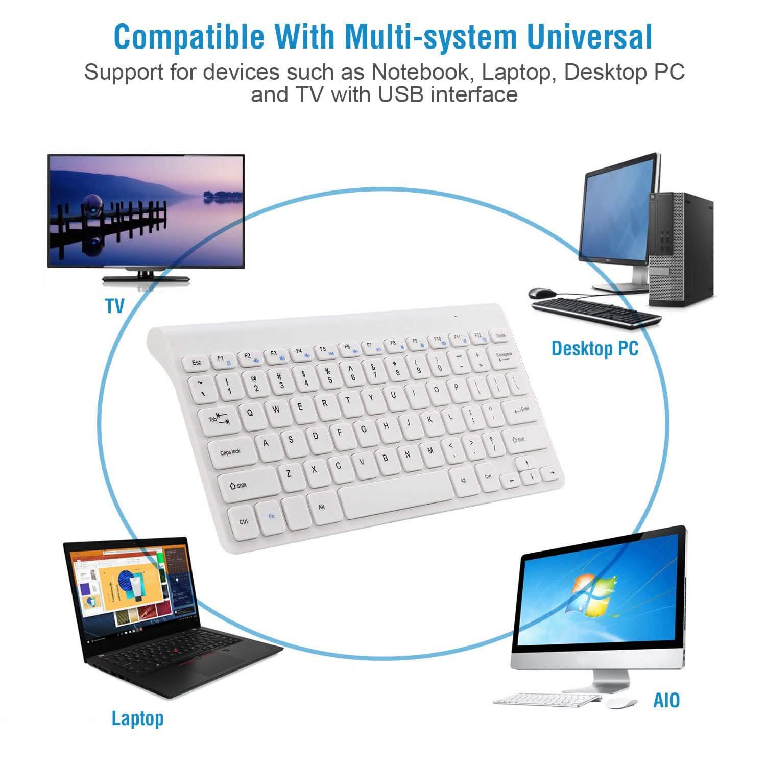 Wireless Keyboard and Mouse 2.4GHz Multimedia Mini Keyboard & Mouse Computer Accessories - Tophatter Daily Deals