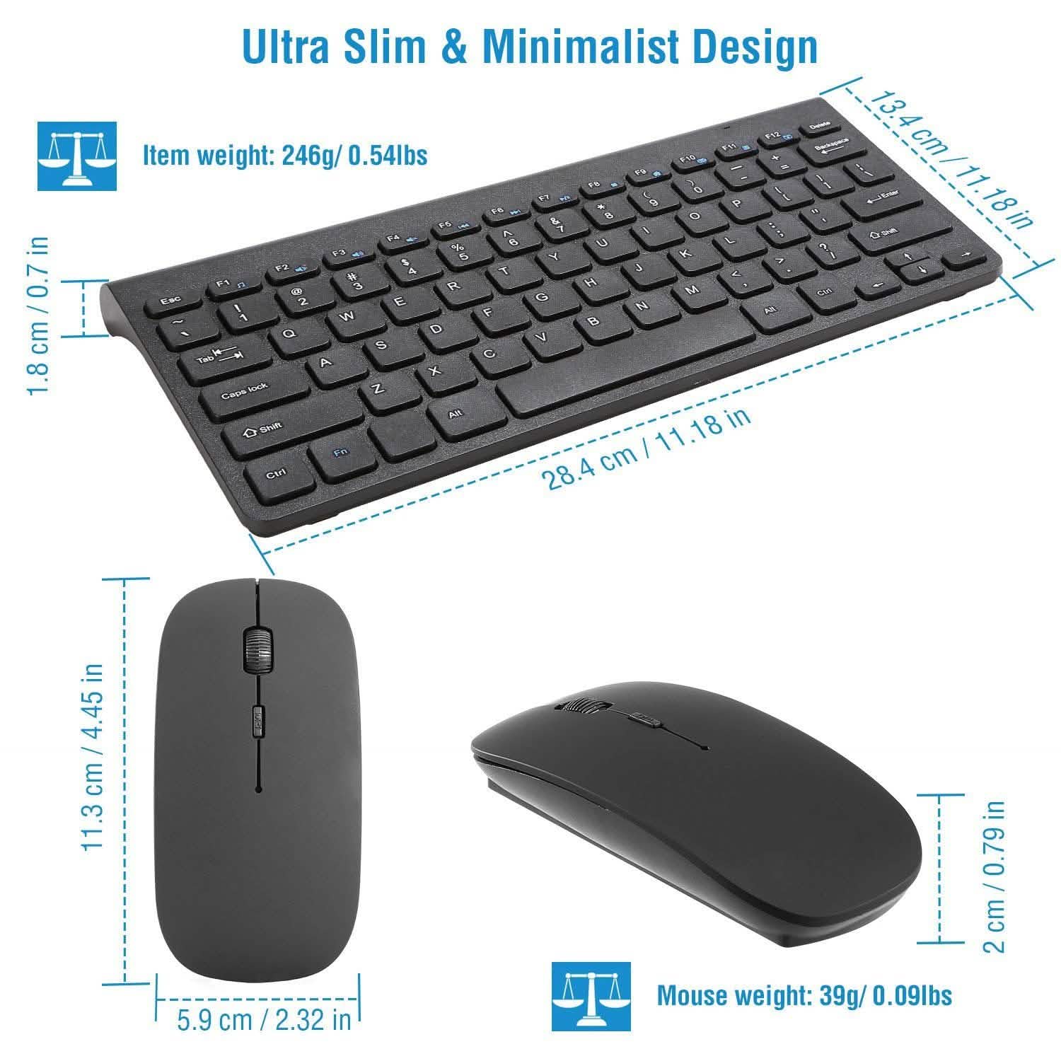 Wireless Keyboard and Mouse 2.4GHz Multimedia Mini Keyboard & Mouse Computer Accessories - Tophatter Daily Deals