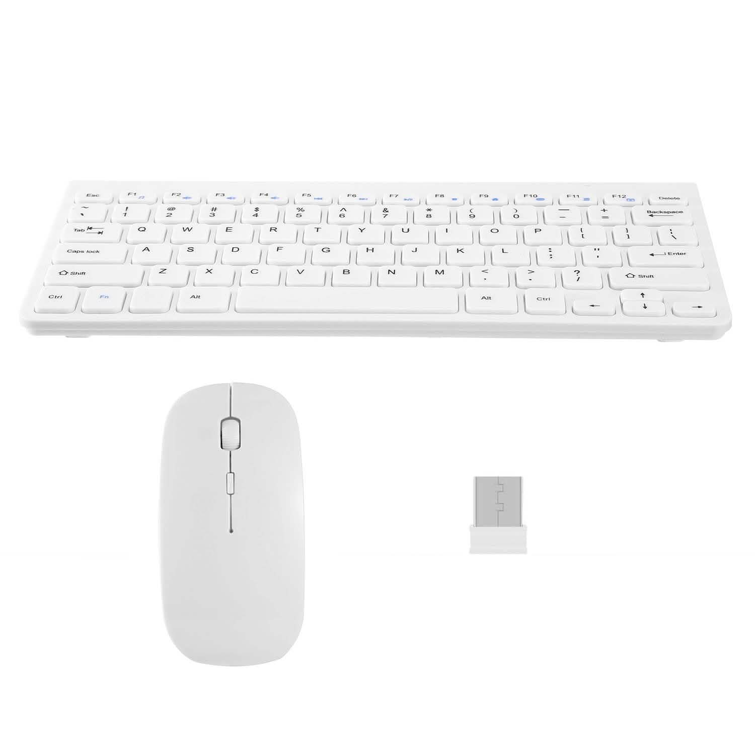Wireless Keyboard and Mouse 2.4GHz Multimedia Mini Keyboard & Mouse White Computer Accessories - Tophatter Daily Deals